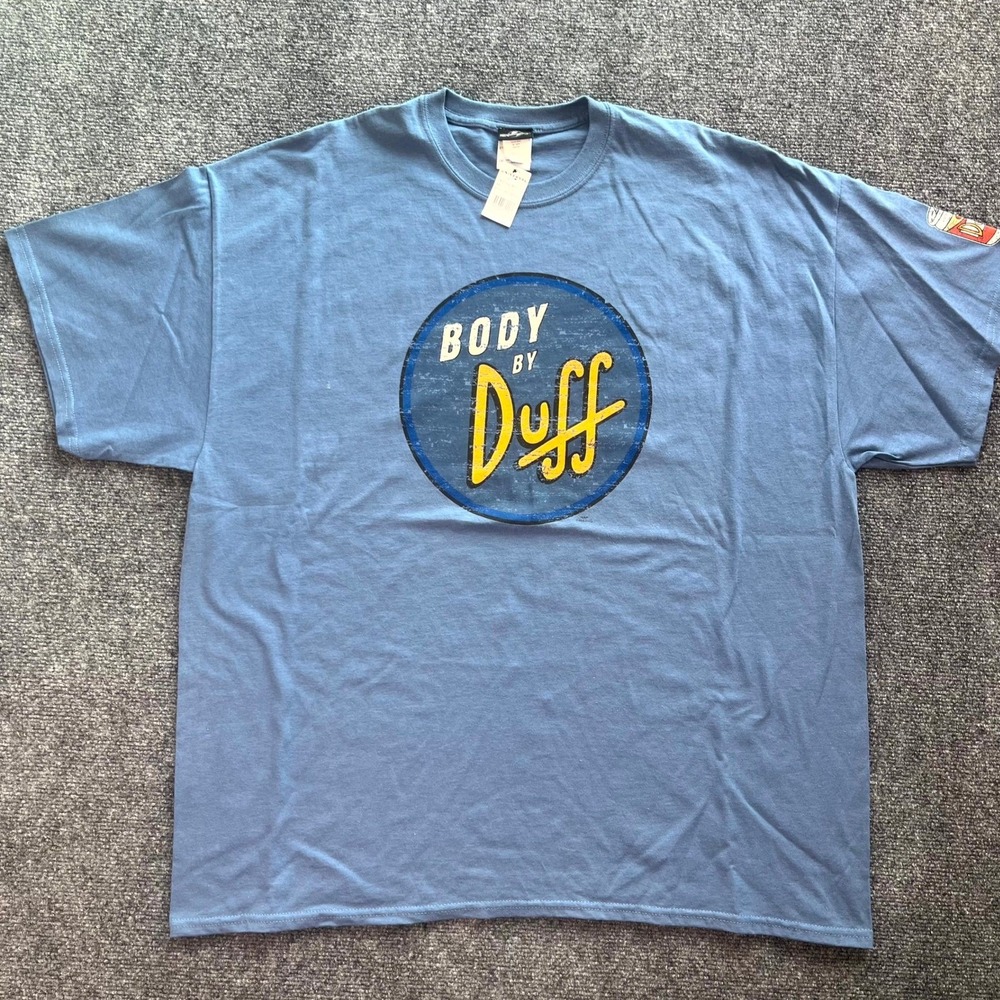 Universal Studios Body By Duff T-Shirt Mens 2XL Blue Simpsons Graphic
